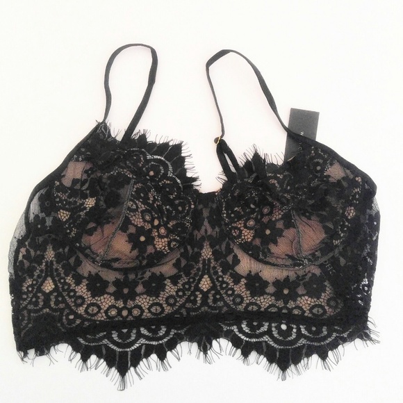 CHOIES Women's Black Sheer Eyelash Lace Bralette S - Picture 2 of 4